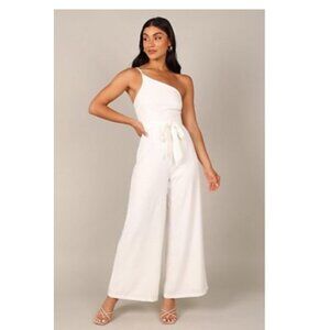 Petal & Pup Leyton White One Shoulder Wide Leg Jumpsuit Sz 4 Bridal Formal
